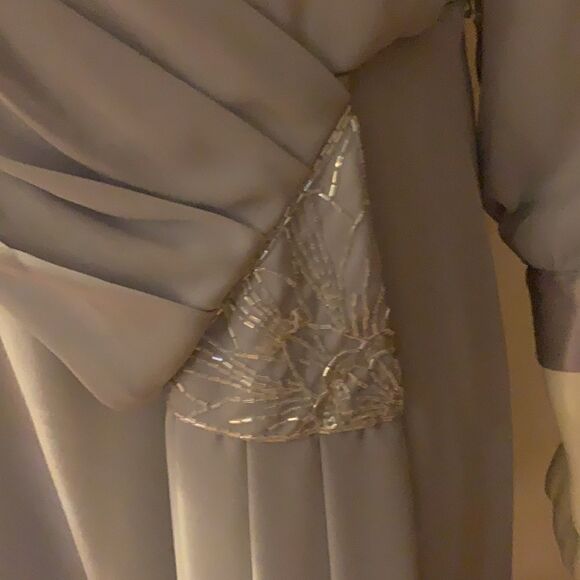 Vintage blue chiffon dress. Size large - Picture 5 of 12